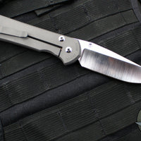 Chris Reeve Large Sebenza 31- Drop Point- Unique Graphic Titanium Handle- Hematite Cabochon Inlay- Stonewash Magnacut Blade L31-1408-0400 v2