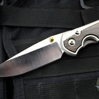 Chris Reeve Large Sebenza 31- Polished Titanium Handle- Polished Drop Point- Bog Oak Wood Inlay- L31-1620 IN CPM-MAGNACUT