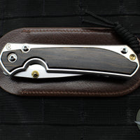 Chris Reeve Large Sebenza 31- Polished Titanium Handle- Polished Drop Point- Bog Oak Wood Inlay- L31-1620 IN CPM-MAGNACUT