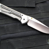 Chris Reeve Large Sebenza 31- Polished Titanium Handle- Polished Drop Point- Bog Oak Wood Inlay- L31-1620 IN CPM-MAGNACUT v2