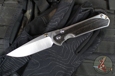 Chris Reeve Large Sebenza 31- Polished Titanium Handle- Polished Drop Point- Bog Oak Wood Inlay- L31-1620 IN CPM-MAGNACUT v5