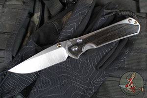 Chris Reeve Large Sebenza 31- Polished Titanium Handle- Polished Drop Point- Bog Oak Wood Inlay- L31-1620 IN CPM-MAGNACUT v5
