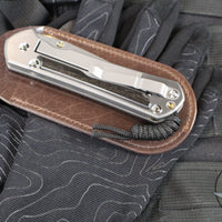Chris Reeve Large Sebenza 31- Polished Titanium Handle- Polished Drop Point- Bog Oak Wood Inlay- L31-1620 IN CPM-MAGNACUT v5