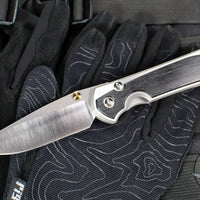 Chris Reeve Large Sebenza 31- Polished Titanium Handle- Polished Drop Point- Bog Oak Wood Inlay- L31-1620 IN CPM-MAGNACUT v6