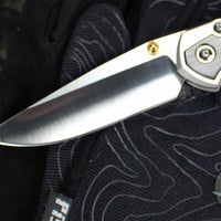 Chris Reeve Large Sebenza 31- Polished Titanium Handle- Polished Drop Point- Bog Oak Wood Inlay- L31-1620 IN CPM-MAGNACUT v6