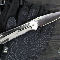 Chris Reeve Large Sebenza 31- Polished Titanium Handle- Polished Drop Point- Bog Oak Wood Inlay- L31-1620 IN CPM-MAGNACUT v6