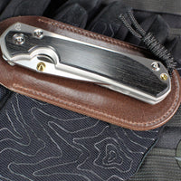 Chris Reeve Large Sebenza 31- Polished Titanium Handle- Polished Drop Point- Bog Oak Wood Inlay- L31-1620 IN CPM-MAGNACUT v6