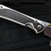 Chris Reeve Large Sebenza 31- LEFT HANDED- Polished Titanium Handle- Polished Drop Point- Bog Oak Wood Inlay- L31-1621 IN CPM-MAGNACUT