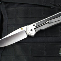 Chris Reeve Large Sebenza 31- LEFT HANDED- Polished Titanium Handle- Polished Drop Point- Bog Oak Wood Inlay- L31-1621 IN CPM-MAGNACUT