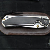 Chris Reeve Large Sebenza 31- LEFT HANDED- Polished Titanium Handle- Polished Drop Point- Bog Oak Wood Inlay- L31-1621 IN CPM-MAGNACUT