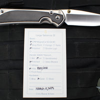 Chris Reeve Large Sebenza 31- LEFT HANDED- Polished Titanium Handle- Polished Drop Point- Bog Oak Wood Inlay- L31-1621 IN CPM-MAGNACUT