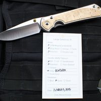 Chris Reeve Large Sebenza 31- Polished Titanium Handle- Polished Drop Point- Box Elder Wood Inlay- L31-1628 IN CPM-MAGNACUT v3