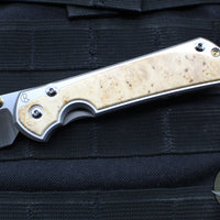 Chris Reeve Large Sebenza 31- Polished Titanium Handle- Polished Drop Point- Box Elder Wood Inlay- L31-1628 IN CPM-MAGNACUT v3