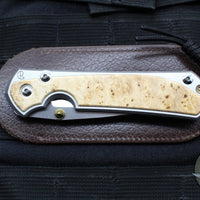 Chris Reeve Large Sebenza 31- Polished Titanium Handle- Polished Drop Point- Box Elder Wood Inlay- L31-1628 IN CPM-MAGNACUT v3