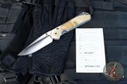 Chris Reeve Large Sebenza 31- Polished Titanium Handle- Polished Drop Point- Box Elder Wood Inlay- L31-1628 IN CPM-MAGNACUT v6