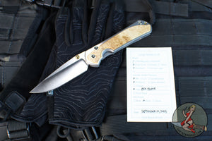 Chris Reeve Large Sebenza 31- Polished Titanium Handle- Polished Drop Point- Box Elder Wood Inlay- L31-1628 IN CPM-MAGNACUT v6