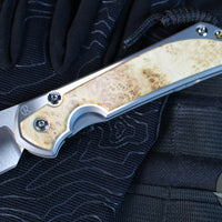 Chris Reeve Large Sebenza 31- Polished Titanium Handle- Polished Drop Point- Box Elder Wood Inlay- L31-1628 IN CPM-MAGNACUT v6