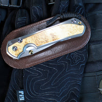 Chris Reeve Large Sebenza 31- Polished Titanium Handle- Polished Drop Point- Box Elder Wood Inlay- L31-1628 IN CPM-MAGNACUT v6