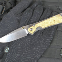 Chris Reeve Large Sebenza 31- Polished Titanium Handle- Polished Drop Point- Box Elder Wood Inlay- L31-1628 IN CPM-MAGNACUT v5