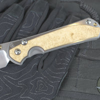Chris Reeve Large Sebenza 31- Polished Titanium Handle- Polished Drop Point- Box Elder Wood Inlay- L31-1628 IN CPM-MAGNACUT v5