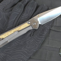 Chris Reeve Large Sebenza 31- Polished Titanium Handle- Polished Drop Point- Box Elder Wood Inlay- L31-1628 IN CPM-MAGNACUT v5