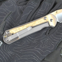 Chris Reeve Large Sebenza 31- Polished Titanium Handle- Polished Drop Point- Box Elder Wood Inlay- L31-1628 IN CPM-MAGNACUT v5