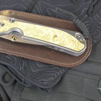 Chris Reeve Large Sebenza 31- Polished Titanium Handle- Polished Drop Point- Box Elder Wood Inlay- L31-1628 IN CPM-MAGNACUT v5