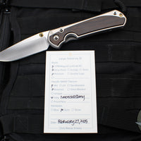 Chris Reeve Large Sebenza 31- Glass Blasted Titanium- Polished Drop Point- Macassar Ebony Wood Inlay- L31-1636 IN CPM-MAGNACUT