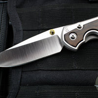 Chris Reeve Large Sebenza 31- Glass Blasted Titanium- Polished Drop Point- Macassar Ebony Wood Inlay- L31-1636 IN CPM-MAGNACUT