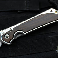 Chris Reeve Large Sebenza 31- Glass Blasted Titanium- Polished Drop Point- Macassar Ebony Wood Inlay- L31-1636 IN CPM-MAGNACUT