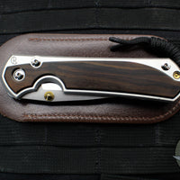 Chris Reeve Large Sebenza 31- Glass Blasted Titanium- Polished Drop Point- Macassar Ebony Wood Inlay- L31-1636 IN CPM-MAGNACUT