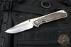 Chris Reeve Large Sebenza 31- Glass Blasted Titanium- Polished Drop Point- Macassar Ebony Wood Inlay- L31-1636 IN CPM-MAGNACUT v2