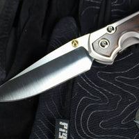 Chris Reeve Large Sebenza 31- Glass Blasted Titanium- Polished Drop Point- Macassar Ebony Wood Inlay- L31-1636 IN CPM-MAGNACUT v3
