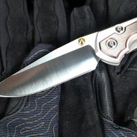 Chris Reeve Large Sebenza 31- Glass Blasted Titanium- Polished Drop Point- Macassar Ebony Wood Inlay- L31-1636 IN CPM-MAGNACUT v4