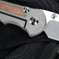 Chris Reeve- Large Inkosi- Tanto Edge- Glass Blasted Titanium Handle- Natural Micarta Inlays- Magnacut Steel Blade LIN-1134