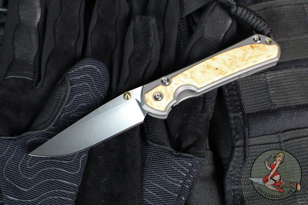 Chris Reeve Small Sebenza 31- Drop Point- Box Elder Wood Inlay S31-1108 in CPM MAGNACUT
