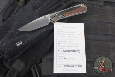 Chris Reeve Small Sebenza 31- Drop Point- Macassar Ebony Inlay Magnacut Steel Blade S31-1116