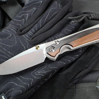 Chris Reeve Small Sebenza 31- Drop Point- Macassar Ebony Inlay Magnacut Steel Blade S31-1116