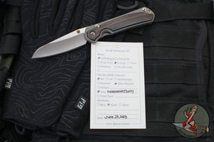 Chris Reeve Small Sebenza 31- Insingo Edge- Glass Blasted Titanium- Macassar Ebony Wood Inlay S31-1128 in CPM MAGNACUT