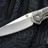 Chris Reeve Small Sebenza 31- Insingo Edge- Glass Blasted Titanium- Macassar Ebony Wood Inlay S31-1128 in CPM MAGNACUT