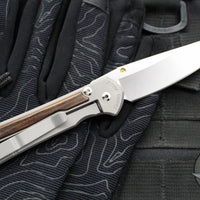 Chris Reeve Small Sebenza 31- Insingo Edge- Glass Blasted Titanium- Macassar Ebony Wood Inlay S31-1128 in CPM MAGNACUT