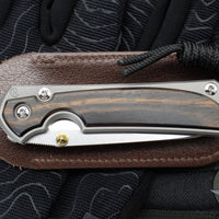 Chris Reeve Small Sebenza 31- Insingo Edge- Glass Blasted Titanium- Macassar Ebony Wood Inlay S31-1128 in CPM MAGNACUT