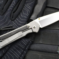 Chris Reeve Small Sebenza 31- Tanto Edge- Glass Blasted Titanium- Bog Oak Wood Inlay- Magnacut Steel Blade S31-1130 v2