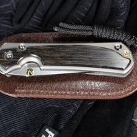 Chris Reeve Small Sebenza 31- Tanto Edge- Glass Blasted Titanium- Bog Oak Wood Inlay- Magnacut Steel Blade S31-1130 v3