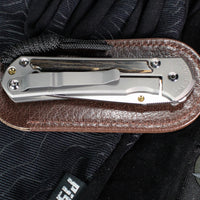 Chris Reeve Small Sebenza 31- Tanto Edge- Glass Blasted Titanium- Bog Oak Wood Inlay- Magnacut Steel Blade S31-1130 v3