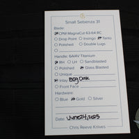 Chris Reeve Small Sebenza 31- Tanto Edge- Glass Blasted Titanium- Bog Oak Wood Inlay- Magnacut Steel Blade S31-1130 v3