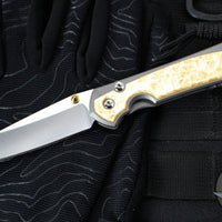 Chris Reeve Small Sebenza 31- Tanto Edge- Glass Blasted Titanium- Box Elder Wood Inlay- Magnacut Steel Blade S31-1132 v2