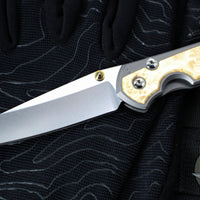 Chris Reeve Small Sebenza 31- Tanto Edge- Glass Blasted Titanium- Box Elder Wood Inlay- Magnacut Steel Blade S31-1132 v2
