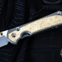 Chris Reeve Small Sebenza 31- Tanto Edge- Glass Blasted Titanium- Box Elder Wood Inlay- Magnacut Steel Blade S31-1132 v2