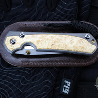 Chris Reeve Small Sebenza 31- Tanto Edge- Glass Blasted Titanium- Box Elder Wood Inlay- Magnacut Steel Blade S31-1132 v2